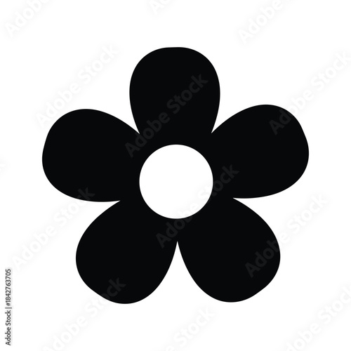 Simple black flower icon on white background
