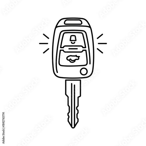 Car key fob with key illustration