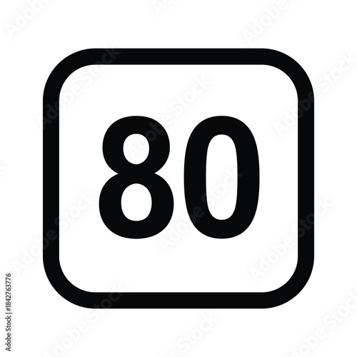 Number eighty icon on white background