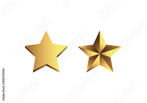 3D Gold Star Icon – Shiny Award Symbol Decorative Christmas Vector