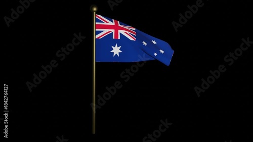 Australia flag waving animation stock video with transparent background