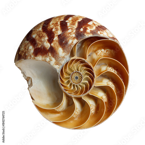 Shell With Spiral Structure Displayed on a White Surface in Natural Light