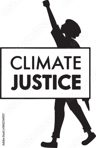 Protester holding a banner for climate justice