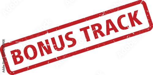 Red Bonus Track Rubber Stamp Illustration with Grunge Texture on White Background for Promotions