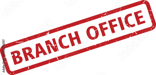 Isolated Red Branch Office Rubber Stamp on White Background Indicating Local Business Location