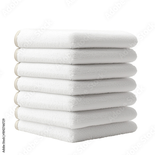 Soft White Towels Stacked Neatly on a Table in a Bathroom Setting