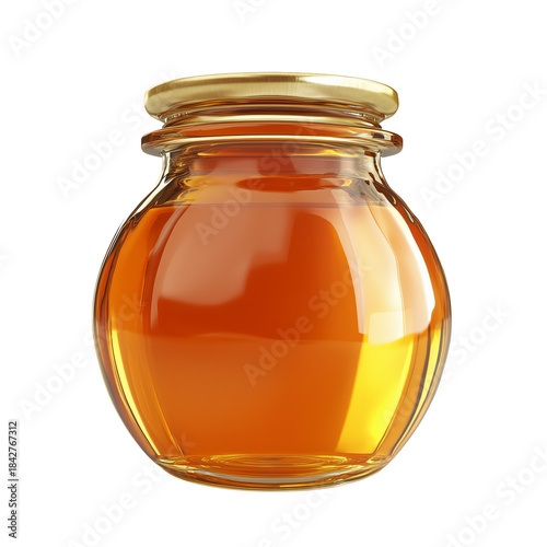 Honey Jar With Golden Liquid Placed Against a Simple Background