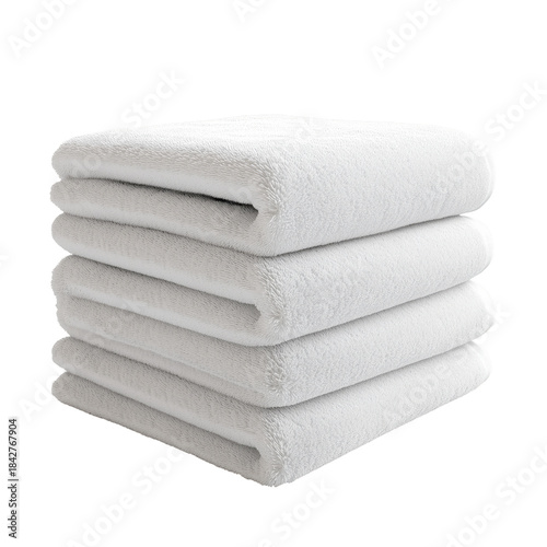 Stack of Clean White Towels Neatly Arranged on a Flat Surface in a Bright Roo...