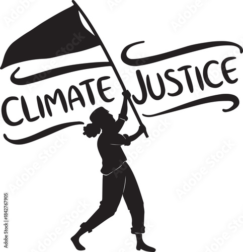 Protester holding a banner for climate justice