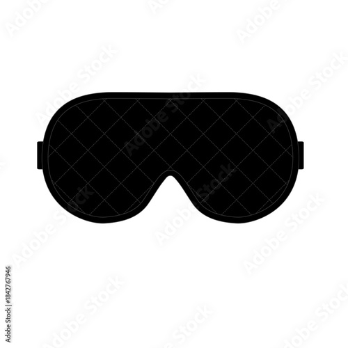 sleep mask. Vector illustration of black sleep mask. Spa accessory silk fabric glasses for healthy eye rest.  Sketches of an elegant, classic  eye mask.