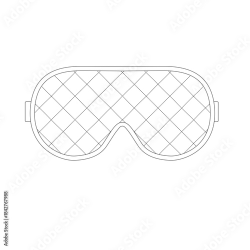 sleep mask. Vector illustration of a white sleep mask. Spa accessory silk fabric glasses for healthy eye rest. Sketches of a comfortable eye mask with diagonal stitching.