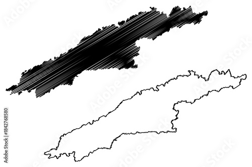 Hydra island (Hellenic Republic, Greece, Greek island, Saronic Islands) map vector illustration, scribble sketch Ydra or Idra map