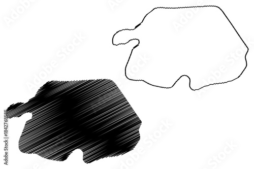 Champ island (Russia, Russian Federation, Franz Josef Land archipelago) map vector illustration, scribble sketch Ostrov Champ map