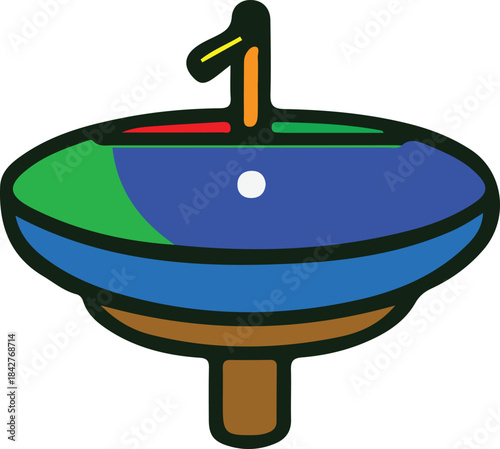 Modern flat illustration of Basing with faucet suitable for bathroom, Toilet, plumbing and interior design concepts