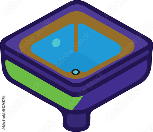 Modern flat illustration of Basing with faucet suitable for bathroom, Toilet, plumbing and interior design concepts