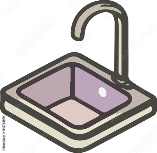 Modern flat illustration of Basing with faucet suitable for bathroom, Toilet, plumbing and interior design concepts