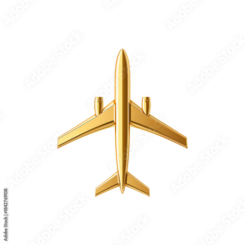 Golden Airplane Flying Above in a Clear Sky During the Day
