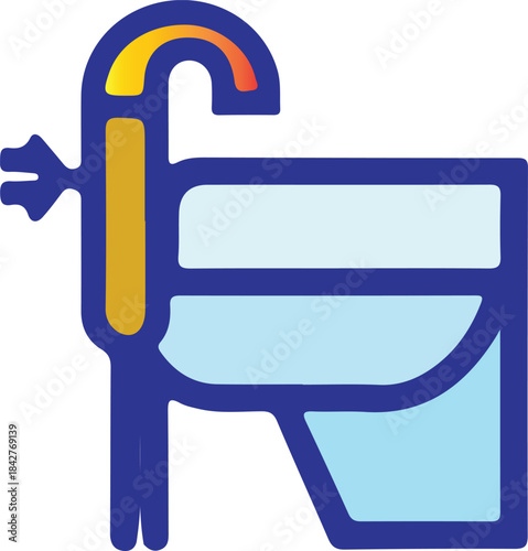 Modern flat illustration of Basing with faucet suitable for bathroom, Toilet, plumbing and interior design concepts