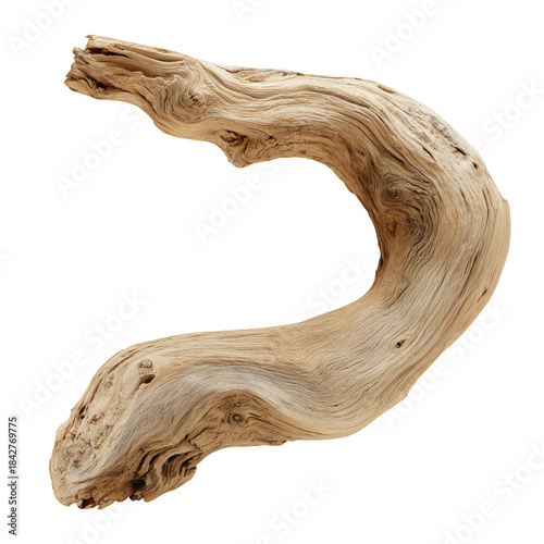 Wood Piece Shaped Like a Letter C on a White Background