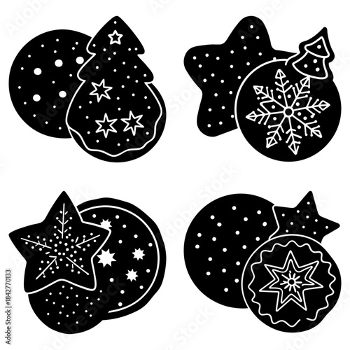 Christmas Cookie Cutters with Snowflakes and Stars on White Background