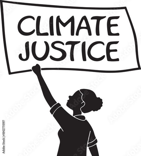 Protester holding a banner for climate justice
