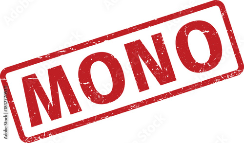 Distressed Red Mono Stamp on White Background, Showing a Vintage, Textured Appearance Design