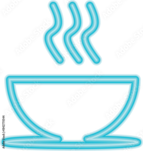 A blue cup with steam coming out of it