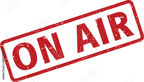 Distressed Red On Air Stamp on White Background, Broadcast, Radio Station, Live
