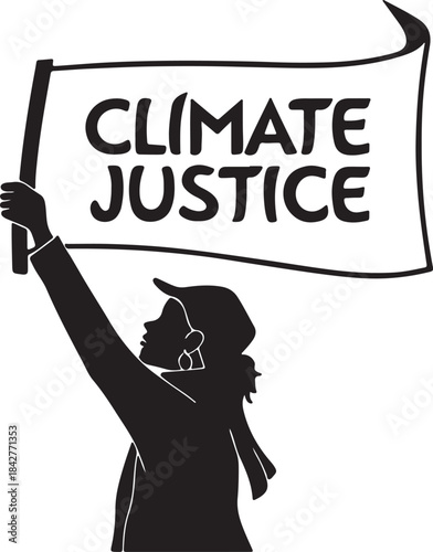 Protester holding a banner for climate justice