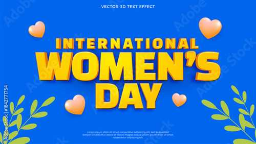 International womens day text effect 3d style