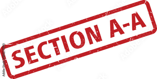 Red Section AA Rubber Stamp Impression Isolated on White Background, Angled View, Distressed Texture