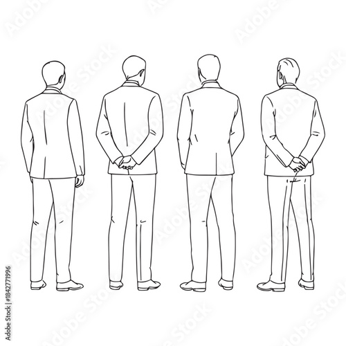 Businessmen Standing Silhouettes – CAD Editable Line Art