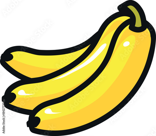 Three bananas are shown in a row, with the middle one being the largest