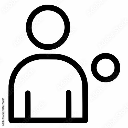 Line icon of a person with shrinking circle — reduced role, black on white, square minimalist style