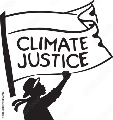 Protester holding a banner for climate justice