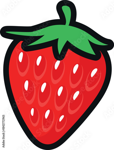 A red strawberry with a green stem