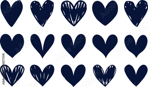 Minimal heart vector icon set optimised for UI UX design, mobile applications, website buttons, and modern graphic layouts.
