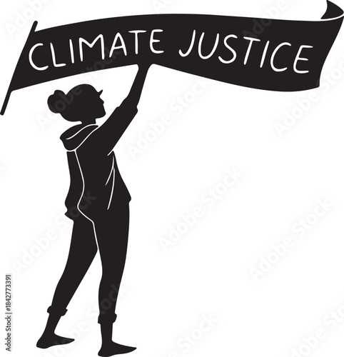 Protester holding a banner for climate justice