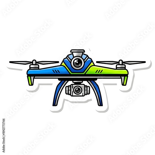Camera Drone Vector Sticker – Modern UAV Technology Icon