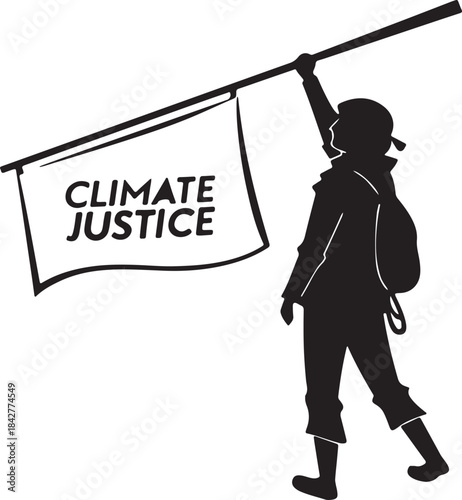 Protester holding a banner for climate justice