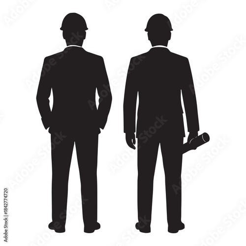 Businessmen Standing Silhouettes – CAD Editable Line Art