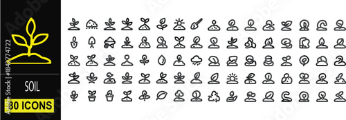 Soil Icons Set – Stroke Style Line Art Vector Symbols