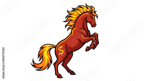 Fiery Horse with Dollar Sign Represents Financial Success and Wealth Generation