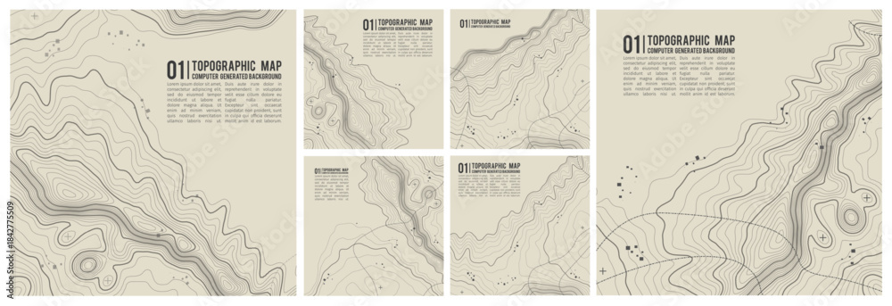Obraz premium Map line topography and topographic pattern background with military paper texture and mountain terrain. Digital marine chart and vintage compass shape nautical for graphic design.