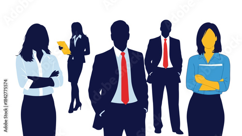 Diverse Business People Silhouettes in Professional Attire, Vector Illustration for Corporate