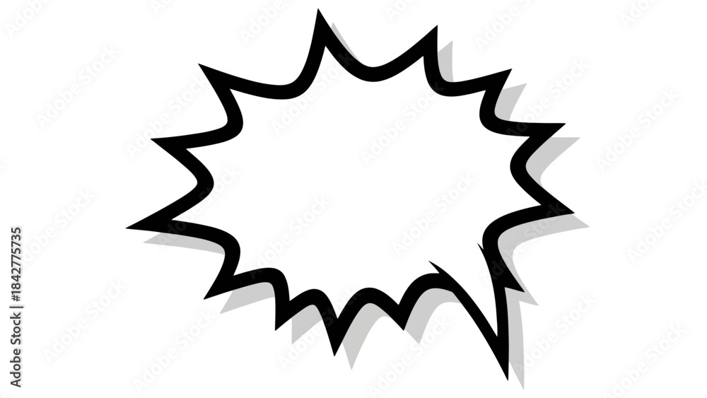 Obraz premium Explosive Comic Book Style Speech Bubble with Shadow on White Background