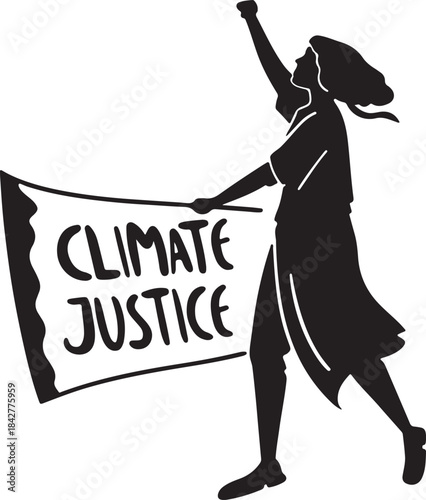 Protester holding a banner for climate justice