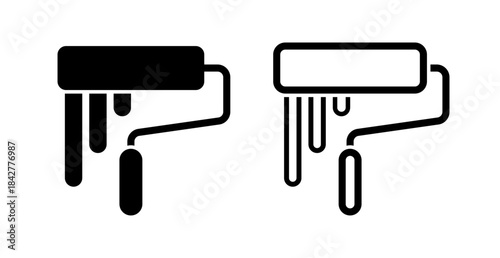 Wall Paint Icon Set Isolated on Transparent Background. Home Renovation Symbol. Vector Illustration