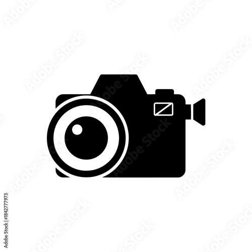 Sleek black digital camera icon representing photography and video recording Vector
