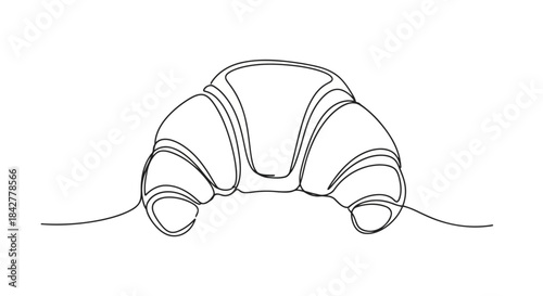 Minimalist continuous line art drawing of a delicious french croissant pastry Vector